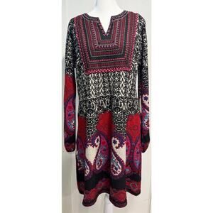 PAPILLON Longsleeve Patterned Embroidered Dress Tunic Boho Size M